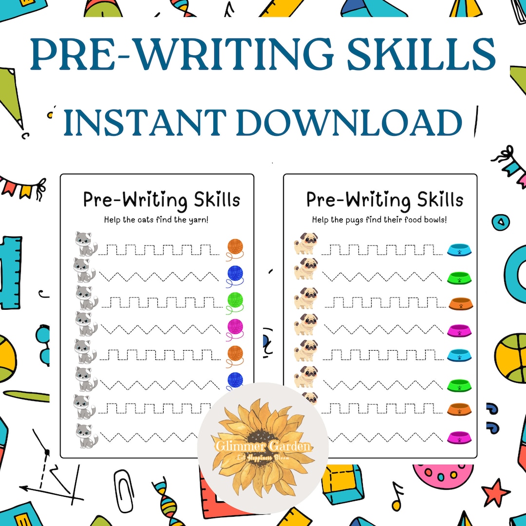 Petthemed Printable Tracing Worksheets Set Kitten, Pug, Fish