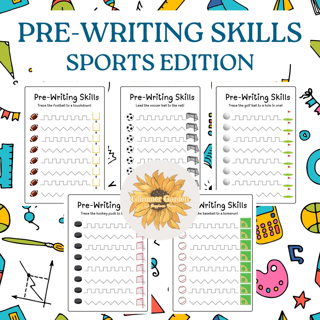 Sportsthemed Printable Tracing Worksheets Set (5 Pack) Fine Motor