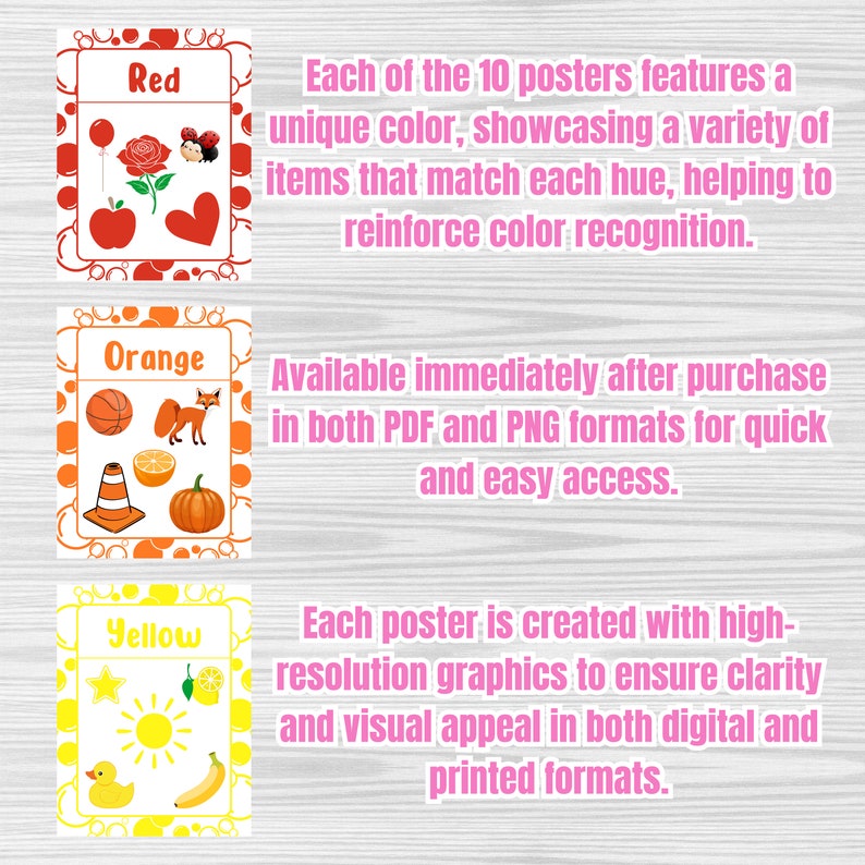 Color Learning Posters: Educational Kids Decor (PDF & PNG) - Etsy