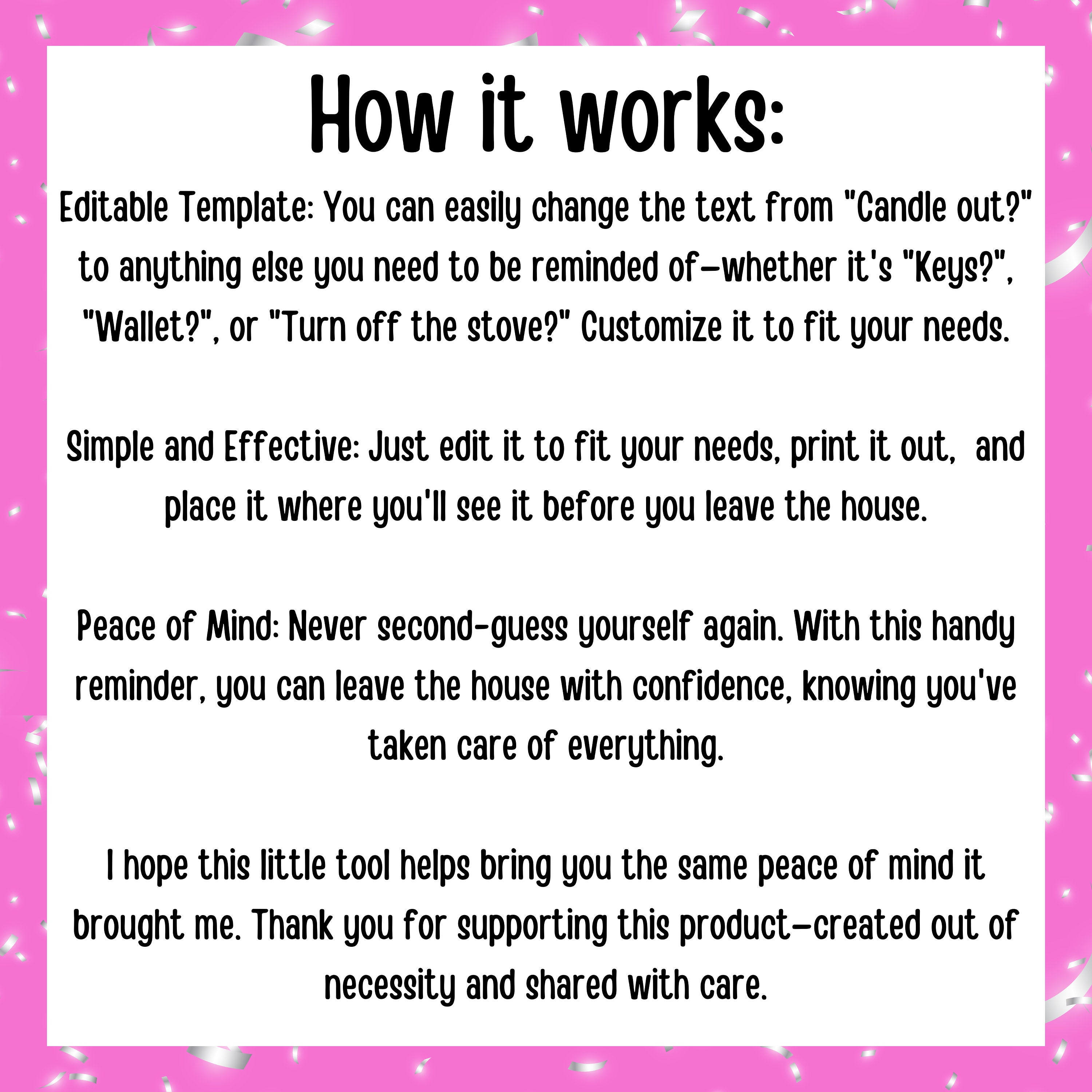 Editable ADHD Reminder Template Customizable candle Out Door Frame ...