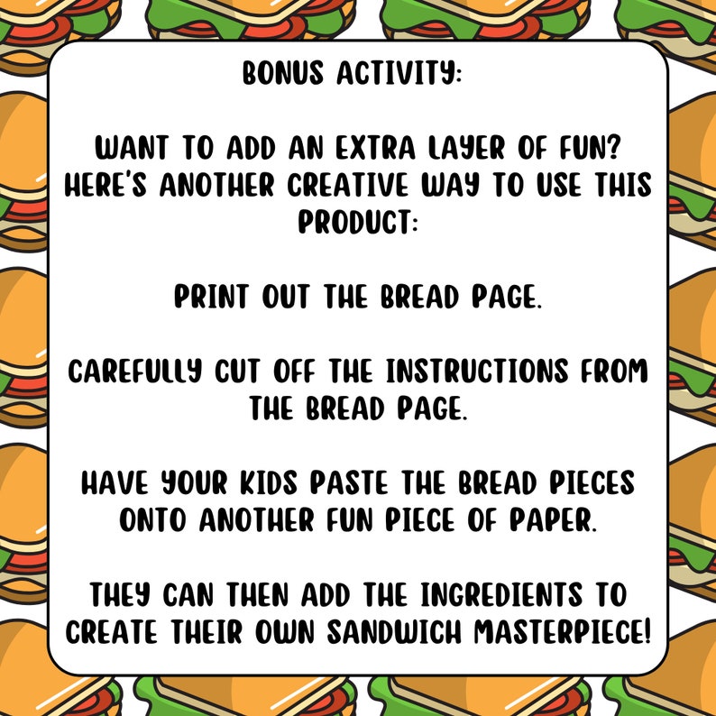 Build Your Own Sandwich Printable Kit: Fun Kids Activity (PDF) image 4