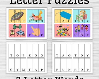3-Letter Word Puzzles: Preschool & Kindergarten Literacy (Printable Download)