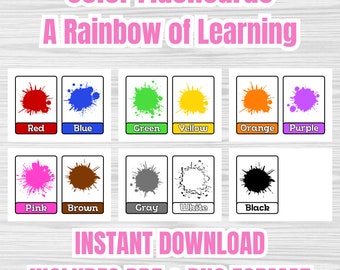 Paint Splatter Color Flashcards: Preschool Learning (Printable)