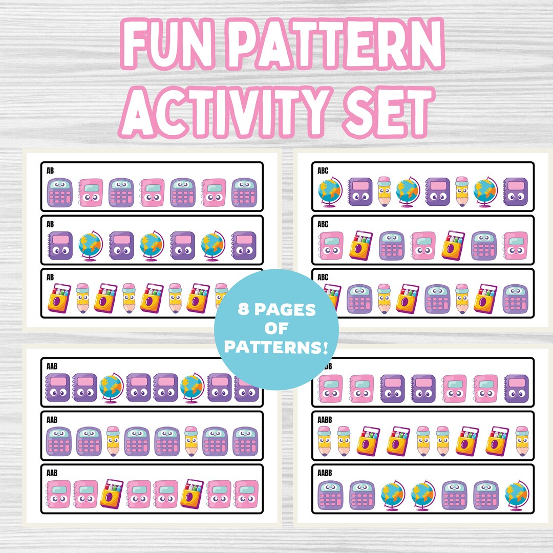 Pattern Activity Cover School Pattern Activity Set: Early Learning Printable (PDF) - Etsy