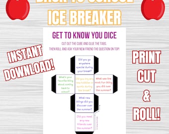 Get To Know You Dice Printable: Back to School Icebreaker (Digital Download)