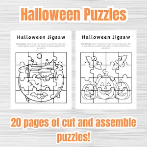 Spooky Fun! 20 Printable Halloween Puzzles for Kids – Cut, Assemble & Play! - Printable Halloween Activities - Kids Halloween Games