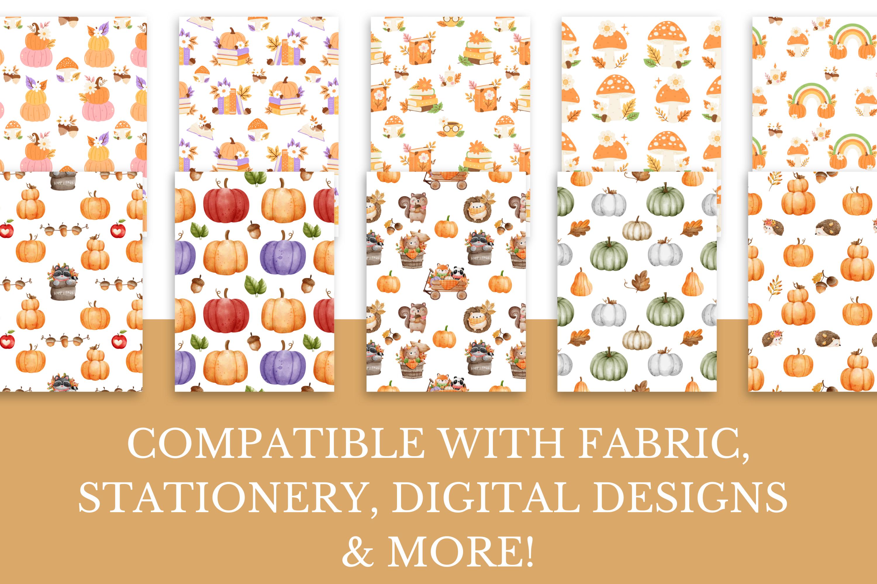Cute Cozy Fall Seamless Pattern Bundle - 10 Autumn Digital Papers PNG ...