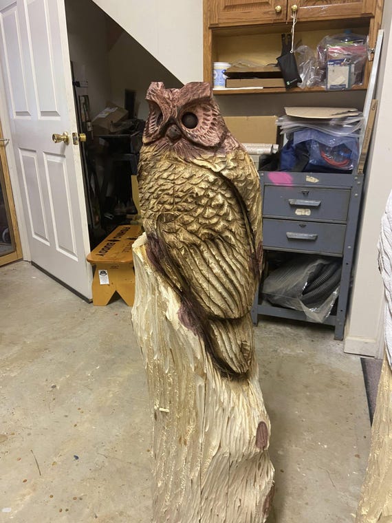 高さ4フィートのフクロウのチェーンソー彫刻 *杉材 / 生涯保証* - Etsy