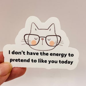 I don 't have the funtion to pretend I like you - Individueller Sticker | Katze, Kätzchen, sarkastisch, Humor, Freunde, Kollegen, Familie, Sarkasmus
