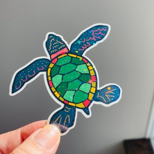 Pegatina de tortuga, ideas de regalo de tortuga. Animales marinos, arte oceánico, pegatina oceánica, arte marino, regalo de tortuga para un amigo, regalo de biología marina.