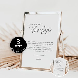 Disposable Camera Wedding Template, Can't Wait to See What Develops, Minimalist Canva Template, Reception Sign, Fully Editable, DIY Template