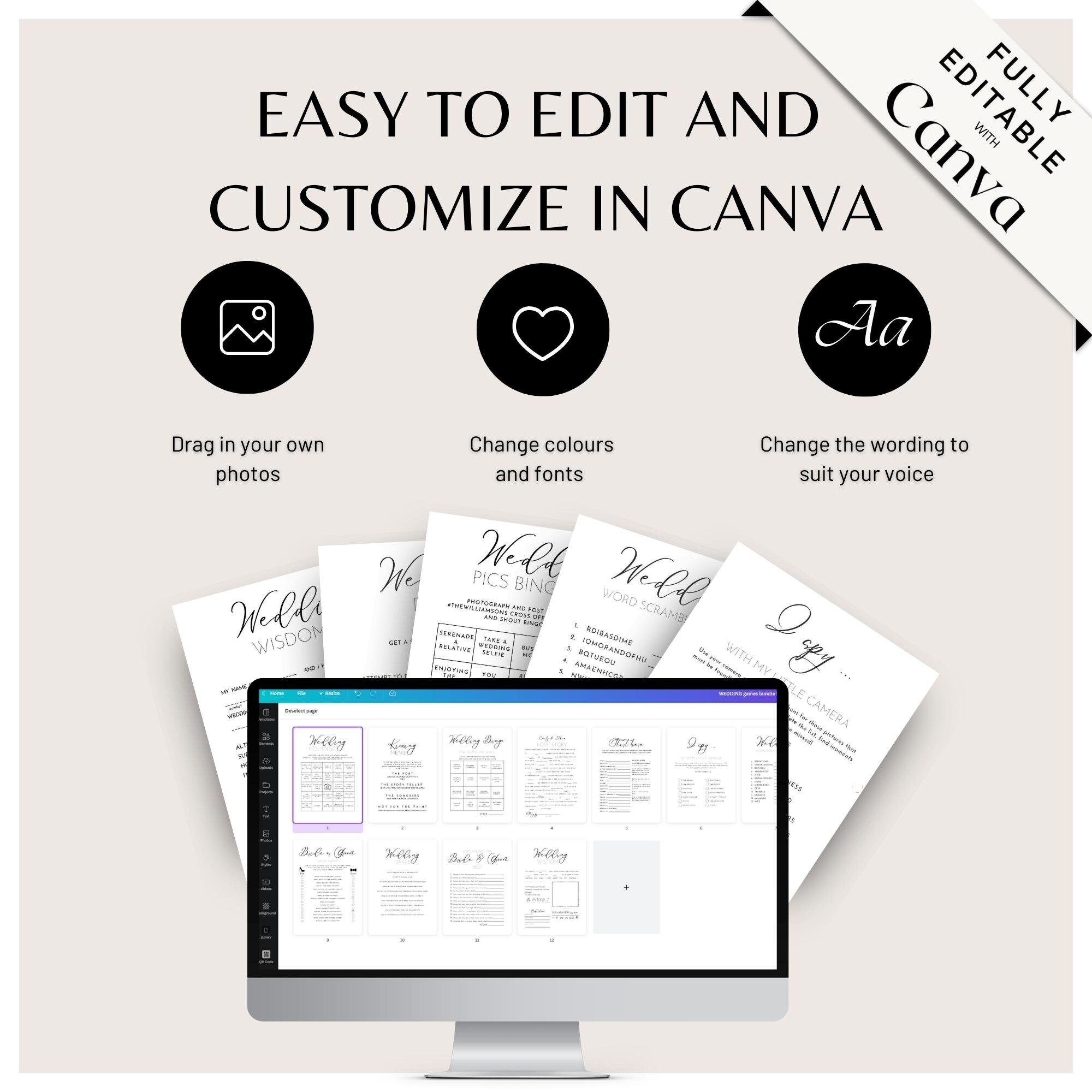 Wedding Games Cocktail Hour Canva Bundle Games for Reception Etsy