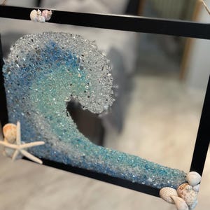 Sea Glass Wave Art: Resin Beach Scene, Crushed Glass Decor - Etsy