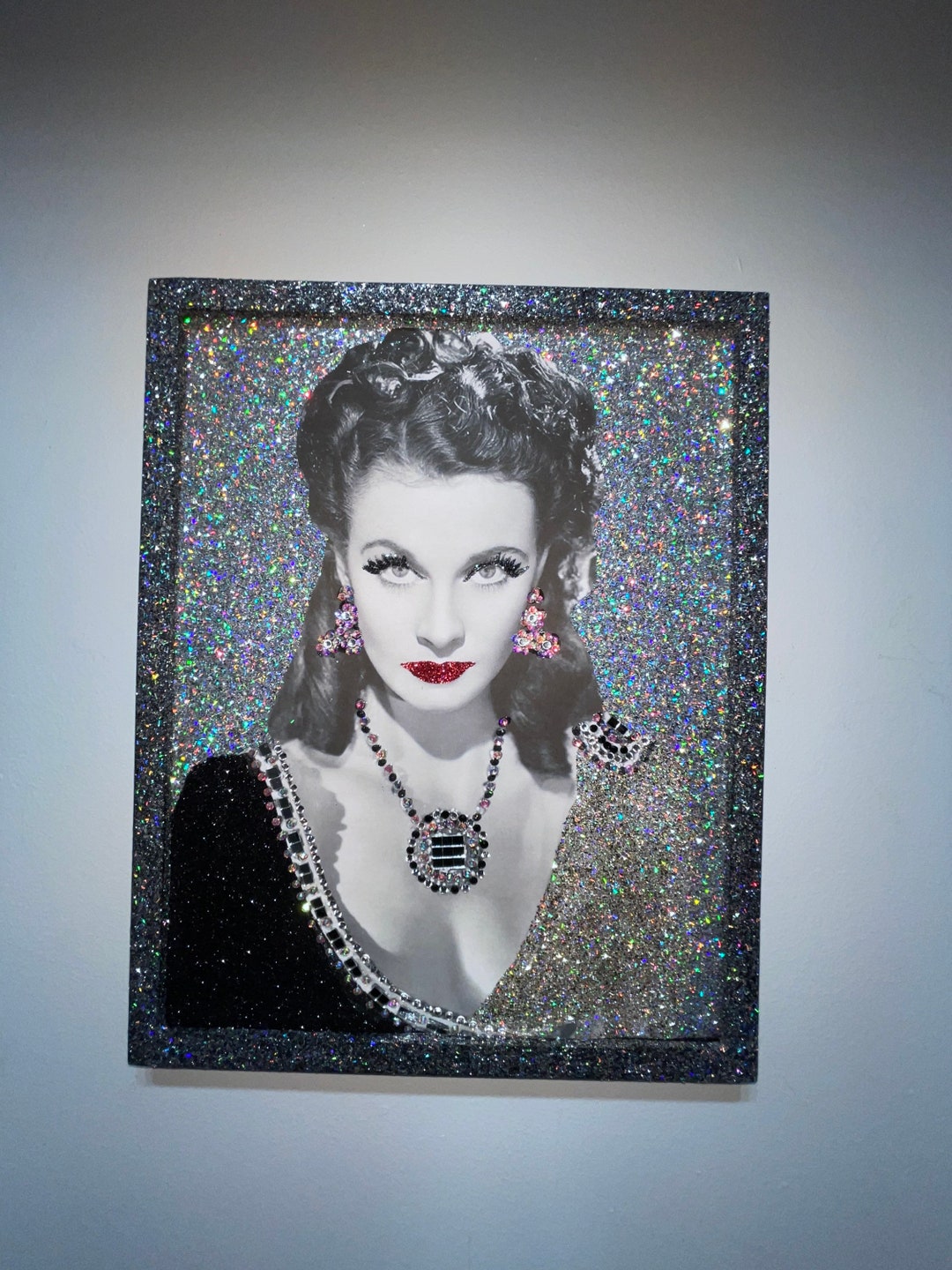 Vivien Leigh Picture, Crystal Rhinestone and Glitter Picture, Home Decor, Glamour Art, Glitter