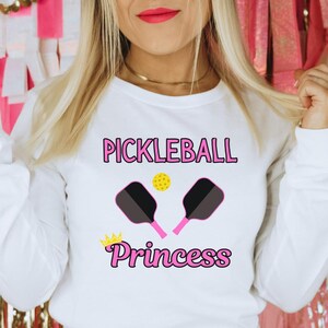 ピックルボール プリンセス 長袖 T シャツ、ピックルボール T シャツ、ピックルボール ガール、ピックルボール愛好家、ギフト、長袖、プリンセス