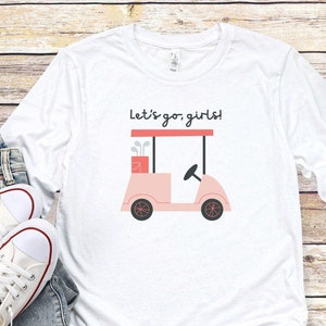 Lets go meisjes golf T-shirt met lange mouwen, golf T-shirt, golfmeisjes, nieuw in 2023, schattig golfshirt, cadeau voor golfer