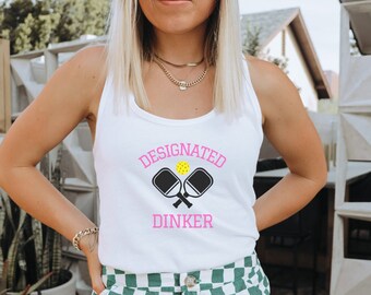 Designated Dinker Pickleball tank top, racerback, pickleball girl, pickleball shirt, pickleball gift, pickleball top, pickle ball