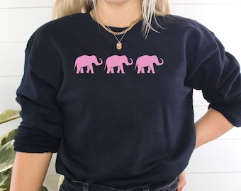 Pink elephants sweatshirt, elephant shirt, whimsical sweatshirt, new for 2023, gift for elephant lover, cute sweatshirt, funny sweatshirt