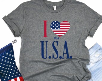 I love the USA T-shirt, Independence Day T-shirt, 4th of July T-shirt, 4th of July, I heart the USA, patriotic