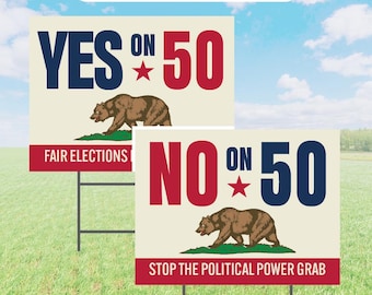 California Bear Vote Yard Sign: Prop 50 Election Lawn Decor