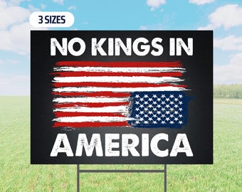 No Kings Upside Down Flag in America Yard Sign w/ H Stake - 2-Sided Lawn Sign
