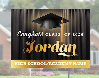 Custom Graduation Yard Sign 2026 - Personalized Senior Class of 2026 Lawn Sign - High School or College Grad Decoration with H-Stake