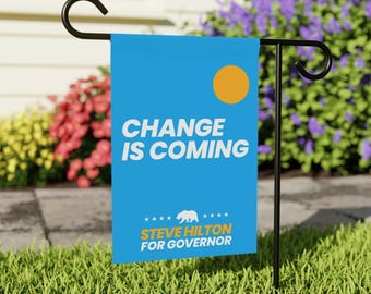 Change Is Coming Garden Flag - Steve Hilton Light Blue Political Election Decor