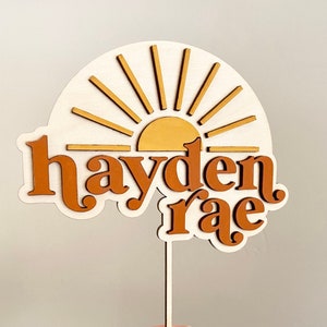 Ray of Sunshine Cake Topper, Birthday Cake Topper, Girl Birthday, Boho Birthday, Custom Cake Topper, First Trip Around the Sun,Baby Shower