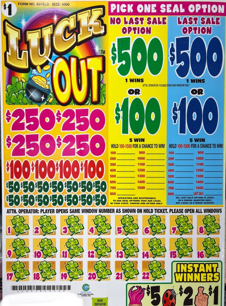 Assorted Cash Board Bingo Pull Tabs 1 Box Etsy