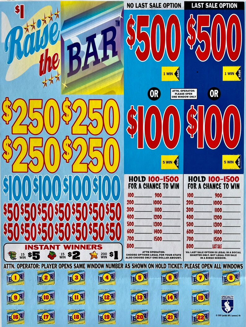 Assorted Cash Board Bingo Pull Tabs 1 Box Etsy