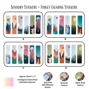 Pegatinas sensoriales texturizadas,Adhesivos Fidget Tiras texturizadas,Cinta calmante áspera táctil antiestrés,Alivio del estrés Adolescentes adultos,Fase de luna sol boho