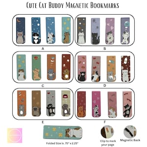 Magnetic Bookmarks Funny Cat Buddy Magnetic Bookmark Book Lover Gift Handmade Book Accessories Page Marker (4 Pack)