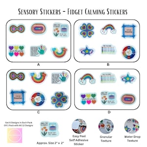 Calcomanías sensoriales con textura calmante, adhesivos con textura Fidget, cinta antiestrés táctil áspera y tranquila, alivio del estrés para adultos y adolescentes