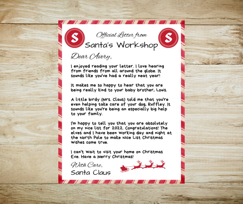 Editable Letter From Santa Template Official Santa Letter - Etsy UK