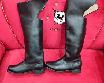 Handmade Leather Cavalry Boots: American Civil War Style Long Boots