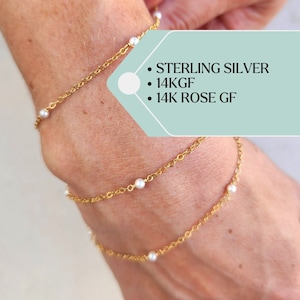 Permanent Jewelry Chain White Pearl 14k Gold Chain Permanent Jewelry by the Foot Gold Bracelet Chain 14K Gold Filled Permanent Jewelry Pearl