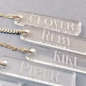 Permanent Jewelry Name Tag Acrylic Chain Label Custom Permanent Jewelry Display Tag Clear Acrylic Jewelry Chain Tag Laser Engraved Tags