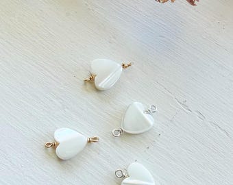 8mm Pearl Heart Permanent Jewelry Connector 14k Gold Filled Pearl Chain Heart Charm Sterling Silver Wholesale Permanent Jewelry Pearl Charm