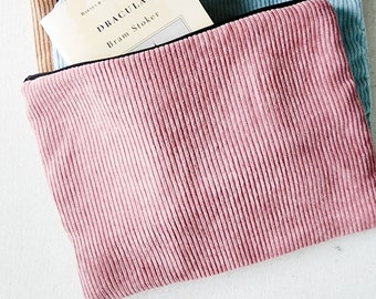 Corduroy Book Sleeve Minimal Book Cover with Zipper Corduroy Cover for Book Pouch Corduroy Book Cover Zipper Pouch Book Cover Minimal Sleeve