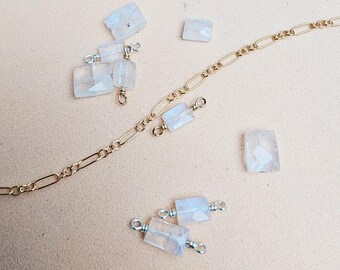 Moonstone 14K Gold Filled Connector Bulk Charm Necklace Pendant Sterling Silver Charm Permanent Jewelry Connector Rose Gold Filled Supply