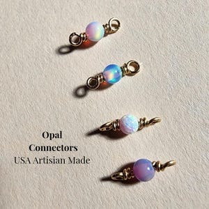 Opal 14K Gold Filled Permanent Jewelry Connector Opal Charm Jewelry Making Opal Bracelet Charm Sterling Silver Opal Connector Bulk Supply