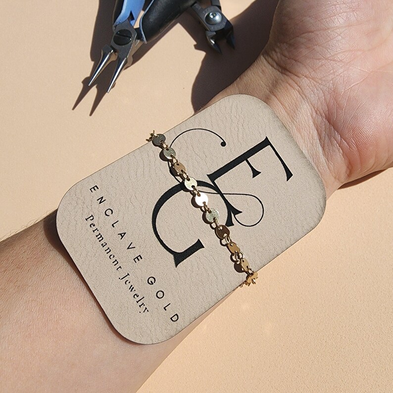 Business Logo Patch Permanent Jewelry Custom Logo Weld Protector Arch Leatherette Permanent Jewelry Wrist Protector Patch Personalized Bild 9