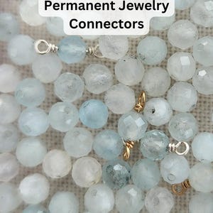 Permanent Jewelry birthstone connectors aquamarine march birthstone