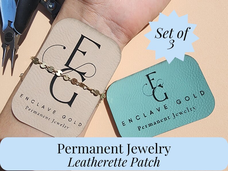 Business Logo Patch Permanent Jewelry Custom Logo Weld Protector Arch Leatherette Permanent Jewelry Wrist Protector Patch Personalized Bild 7