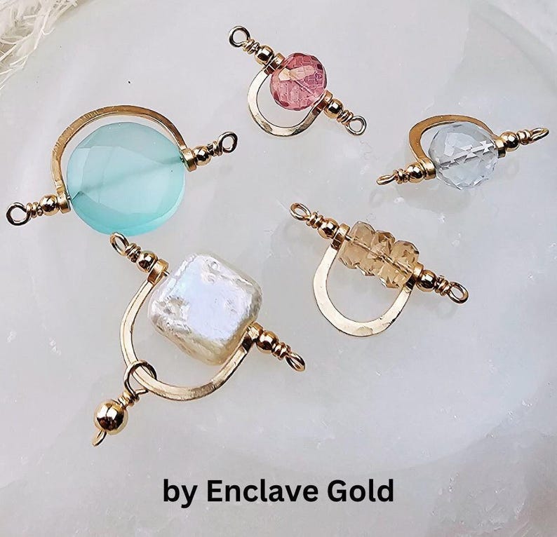 Permanent jewelry business supplies permanent jewelry charm connectors 14k gold filled gemstone charm for permanent jewelry business