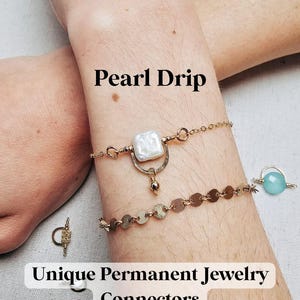 Permanent jewelry business supplies permanent jewelry charm connectors 14k gold filled gemstone charm for permanent jewelry business