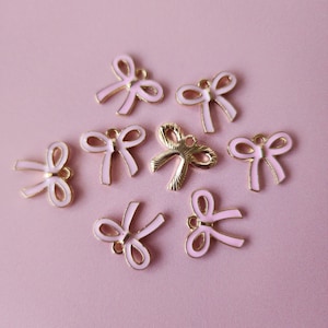 Pink Bow Charm for Jewelry Making Bow Charm Stanley Tumbler Charm Supply Pink Charm Bead Wholesale Trendy Cute Bow Charm Necklace Bulk Bead