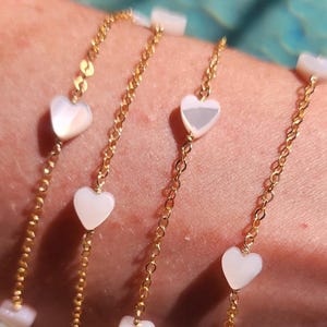 Permanent Jewelry Gold Heart Pearl Chain by foot Jewelry Supply Gold Filled Wholesale Permanent Jewelry Bulk Gold Filled Bracelet Chain image 12