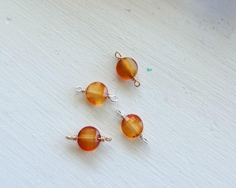 Carnelian 6mm Coin Permanent Jewelry Connector 14k Gold Filled Pearl Chain Heart Charm Sterling Silver Wholesale Permanent Jewelry Pearl