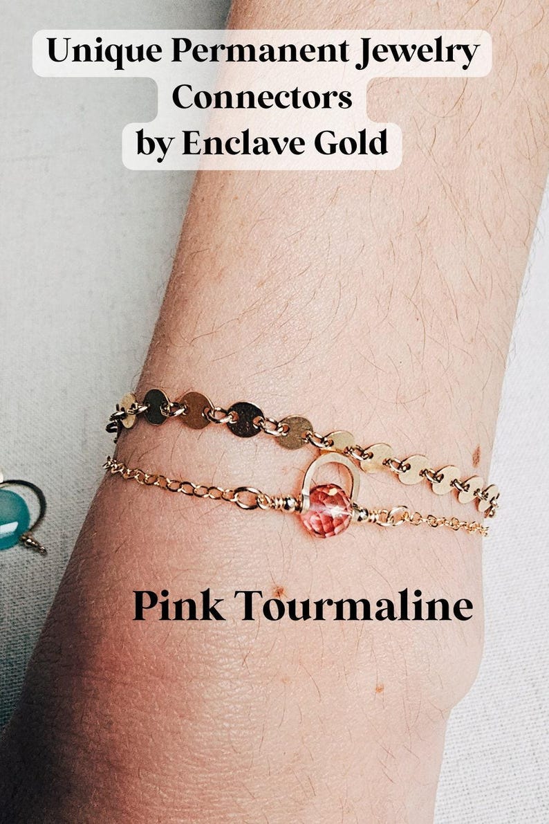 Permanent jewelry business supplies permanent jewelry charm connectors 14k gold filled gemstone charm for permanent jewelry business